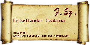 Friedlender Szabina névjegykártya